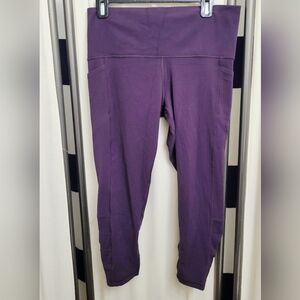 Athleta Purple Salutation Stash Pocket II Cinch 7/8 Tight Leggings | Size XL